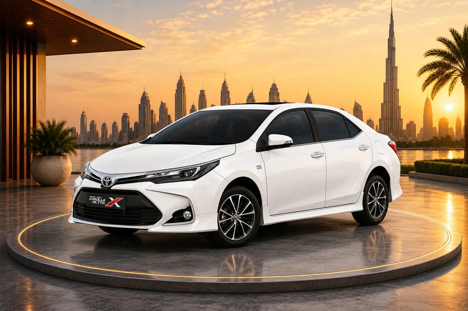 Toyota Corolla sedan used for shared and private car lift bookings across the Emirates