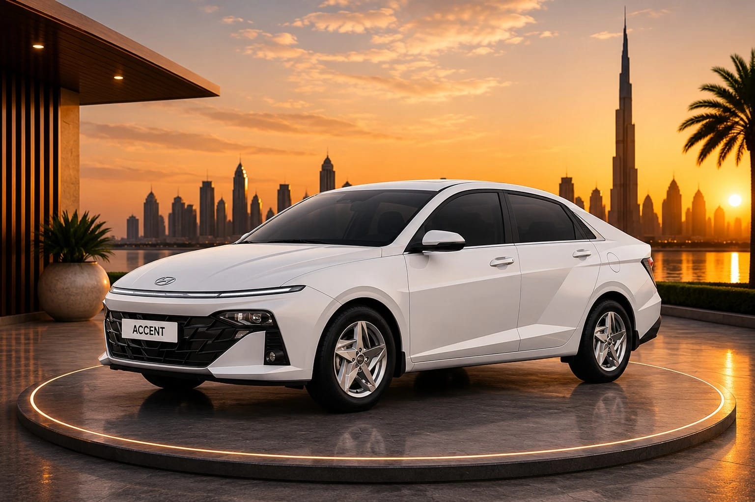 Hyundai Accent sedan used for shared car lift seats across the Emirates